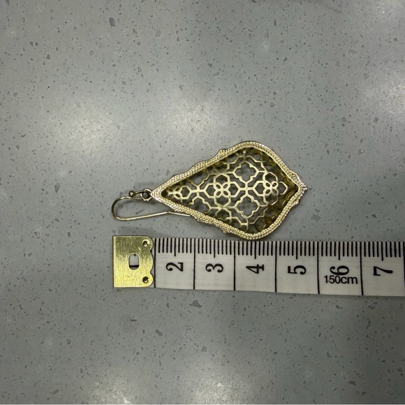 Kendra Scott Gold Filigree Teardrop Dangle Earrings - Picture 3 of 4